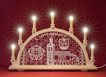 Preview: 620 Klöppelbrief Schwibbogen "Cunersdorfer Kirche"